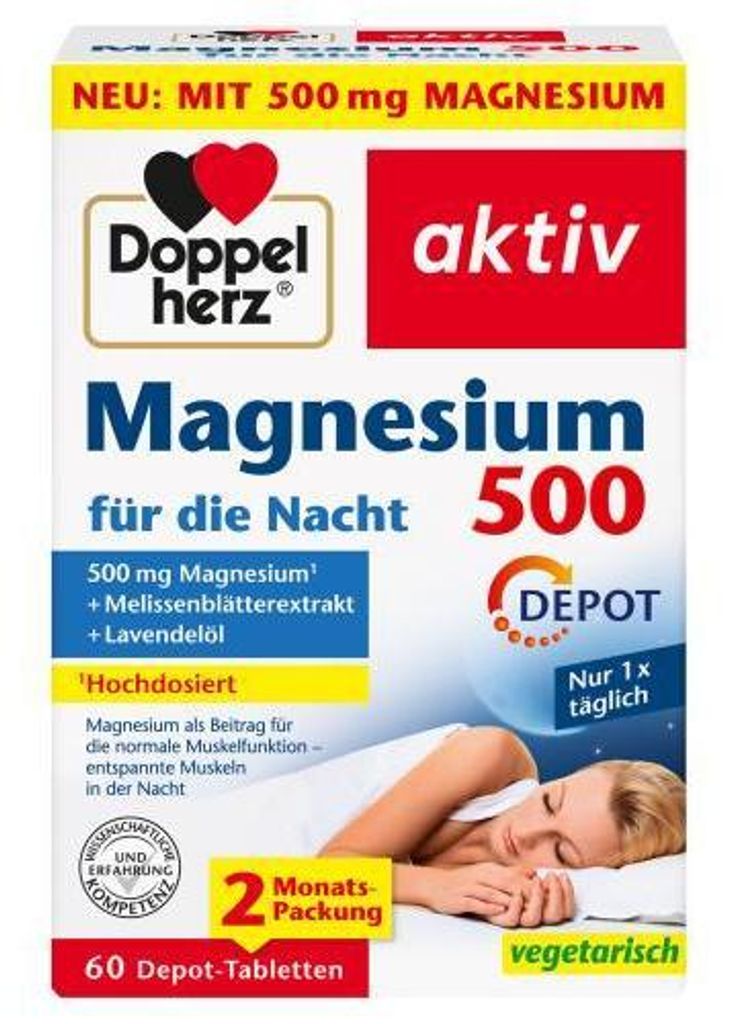 Doppelherz Magnézium 500 na noc Tablety 60 kapsúl Obrázok produktu 