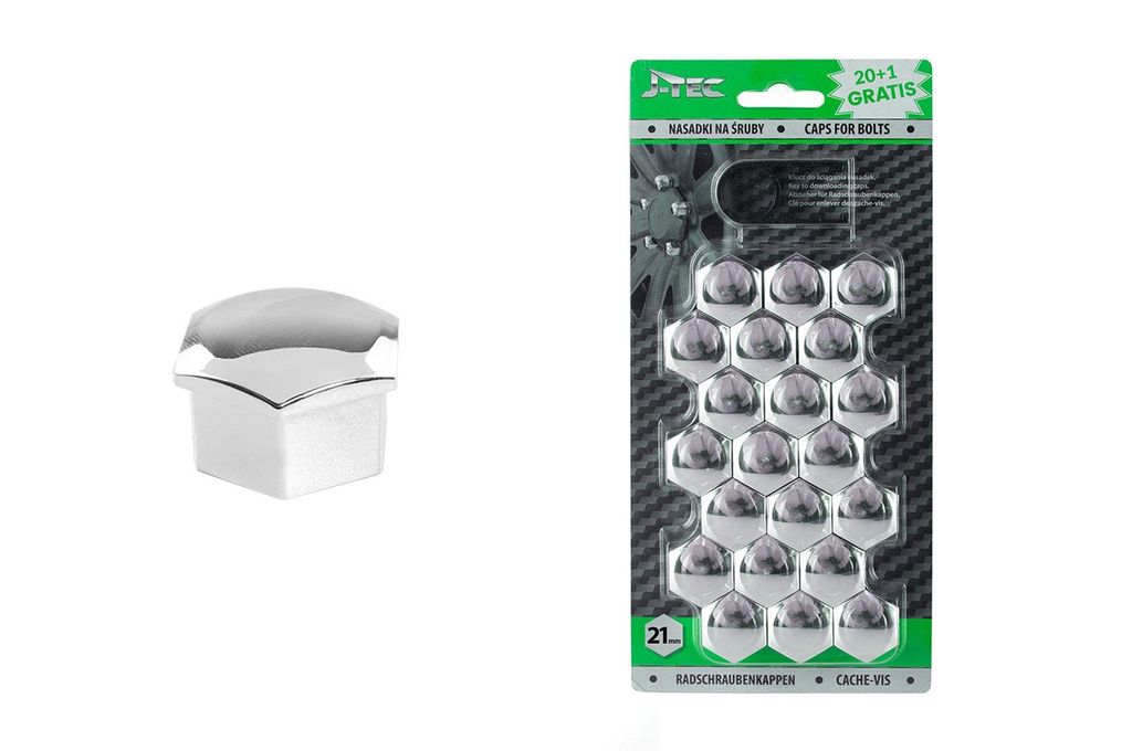 J-Tec tappi per dadi ruota 21 mm plastica cromo 20+1 pezzi Immagine del prodotto 