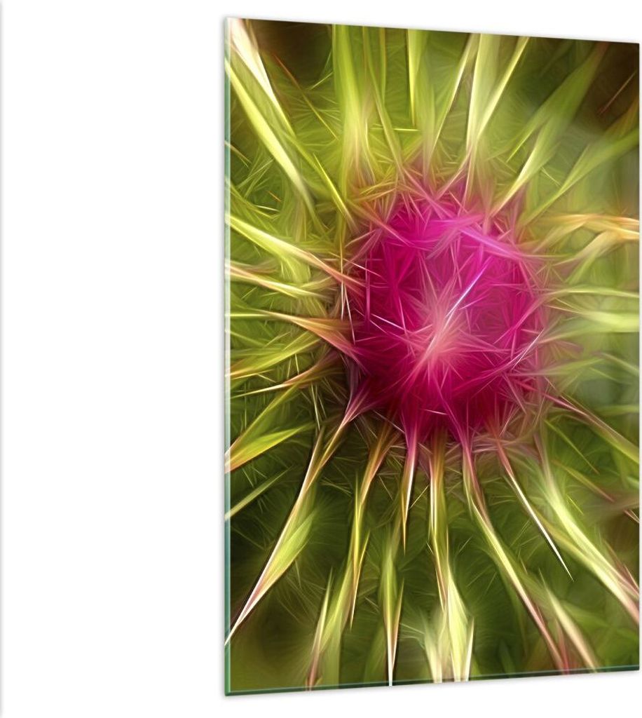 Bilder auf glas - Einteilig - Grafik Blume Pflanze Licht leuchten - 80x120cm - Glasbilder - Wandbilder - Bilder - Wanddekoration aus Glas - Glas Bi...