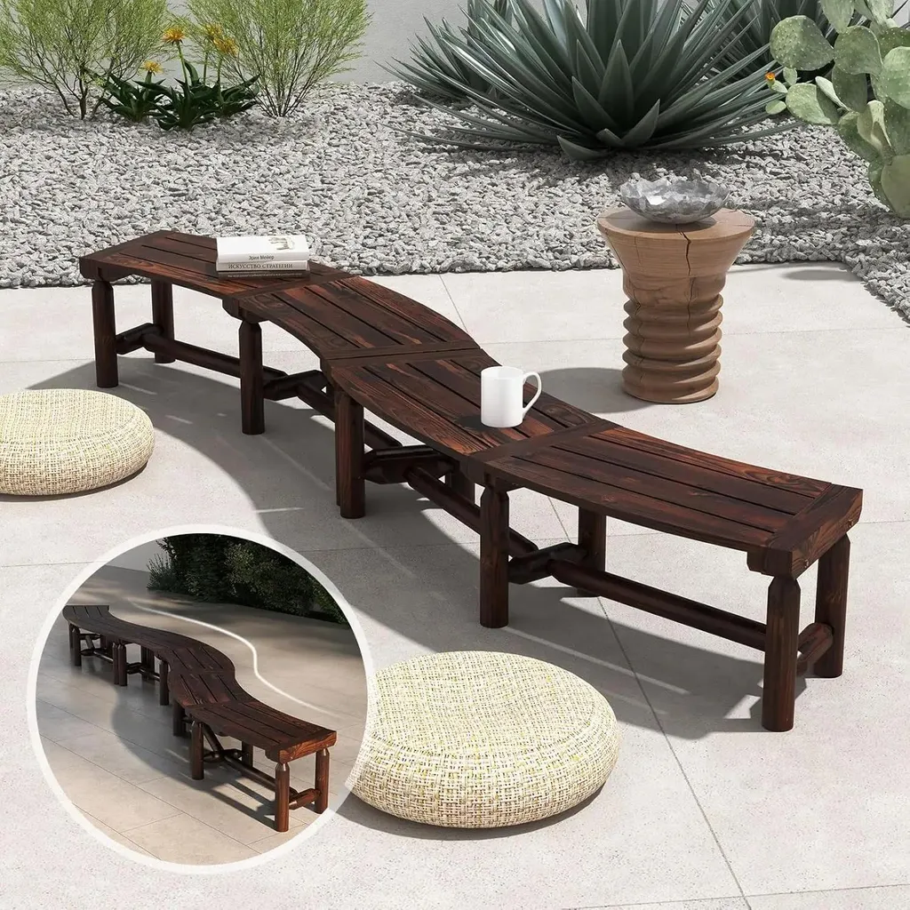 Banc de jardin bois durable sans dossier marron - Résistant eau et soleil
