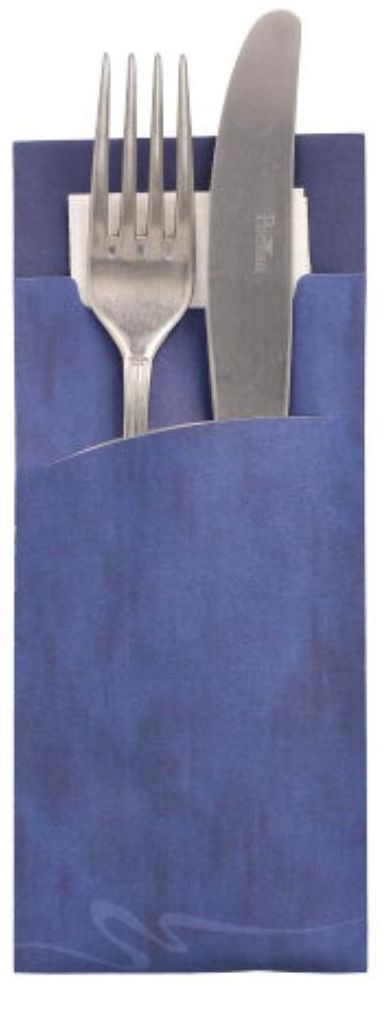 Bestecktaschen 20 cm x 8,5 cm blau inkl. weißer Serviette Produktbild 