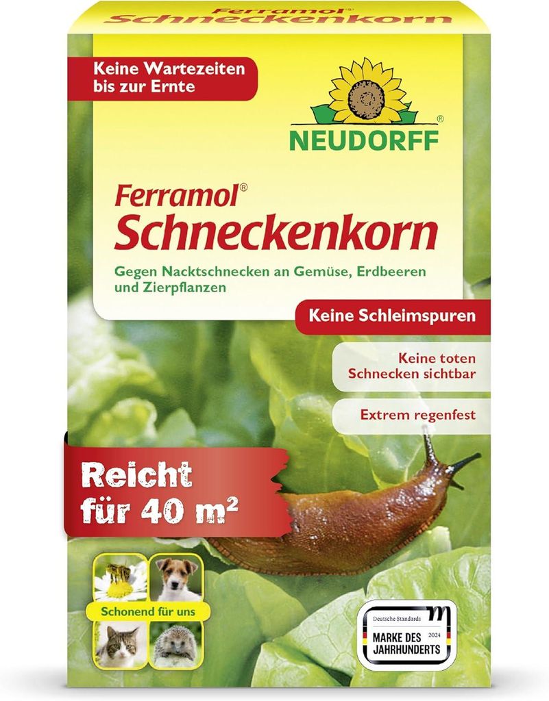 Neudorff Ferramol Schneckenkorn gegen Nacktschneckenreicht für 40 m2 keine Schleimspuren  regenfest