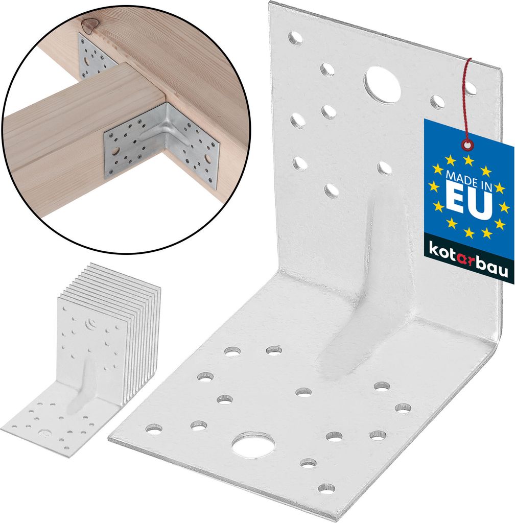 KOTARBAU® 12 Stk. Winkelverbinder 100x100x80mm verzinkter Produktbild 