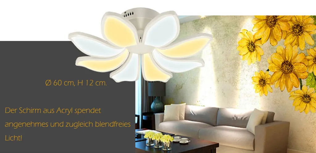 Plafonnier LED 60W à Intensité Variable avec Abat-jour Acrylique Chic