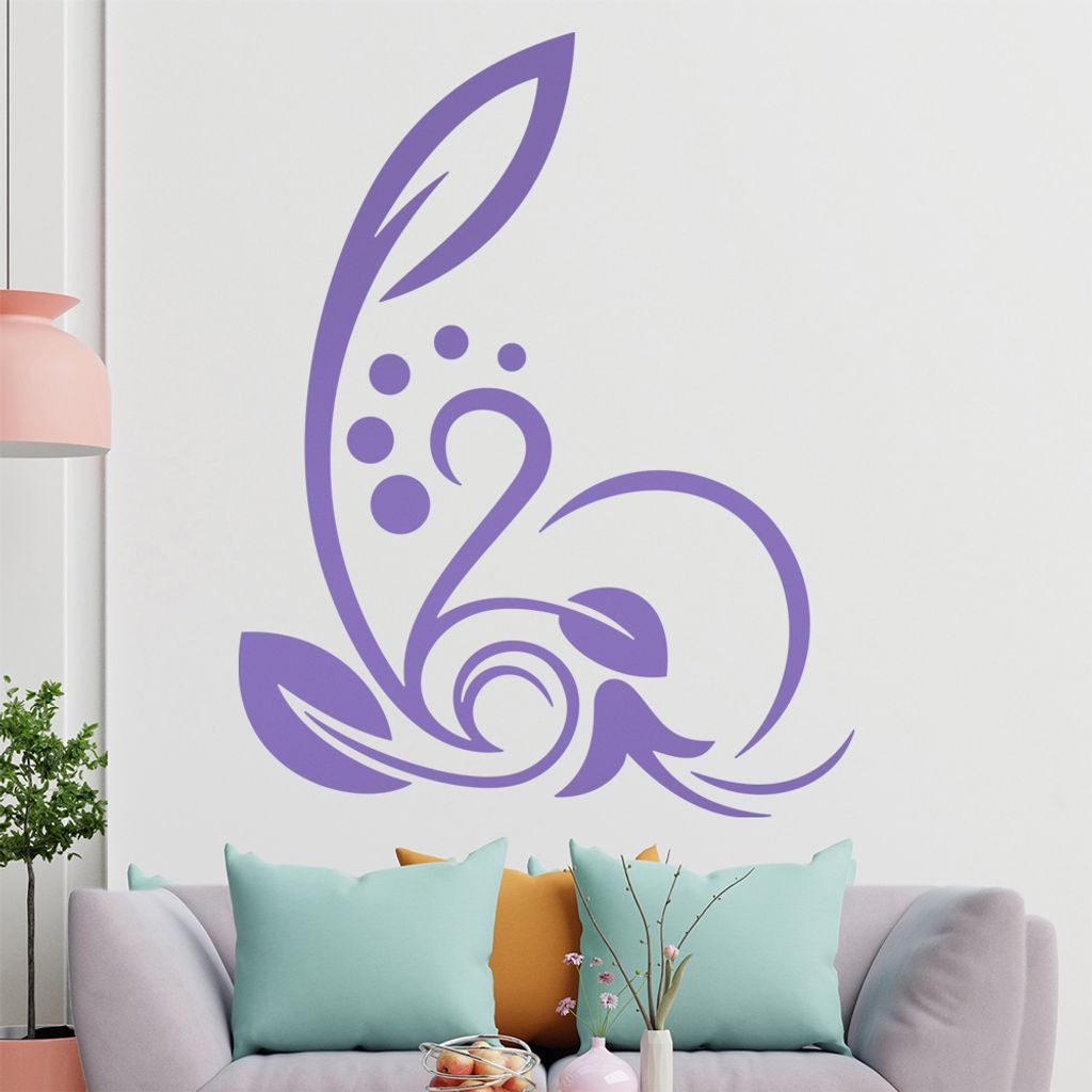 Blätter - Linien Punkte Wandtattoo in 6 Größen - Wandaufkleber Wall Sticker - Dekoration, Küche, Wohnzimmer, Schlafzimmer, Badezimmer