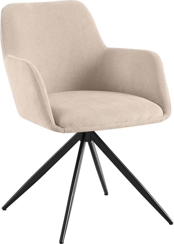 CLP Esszimmerstuhl Olema Cordbezug 180 Grad Schwenkmechanismus bis 150 kg belastbar Farbe:creme