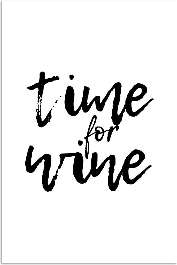 MuchoWow Poster Wein Zitat "Zeit für Wein" auf einem weißen Hintergrund 60x90 cm - Wanddekoration