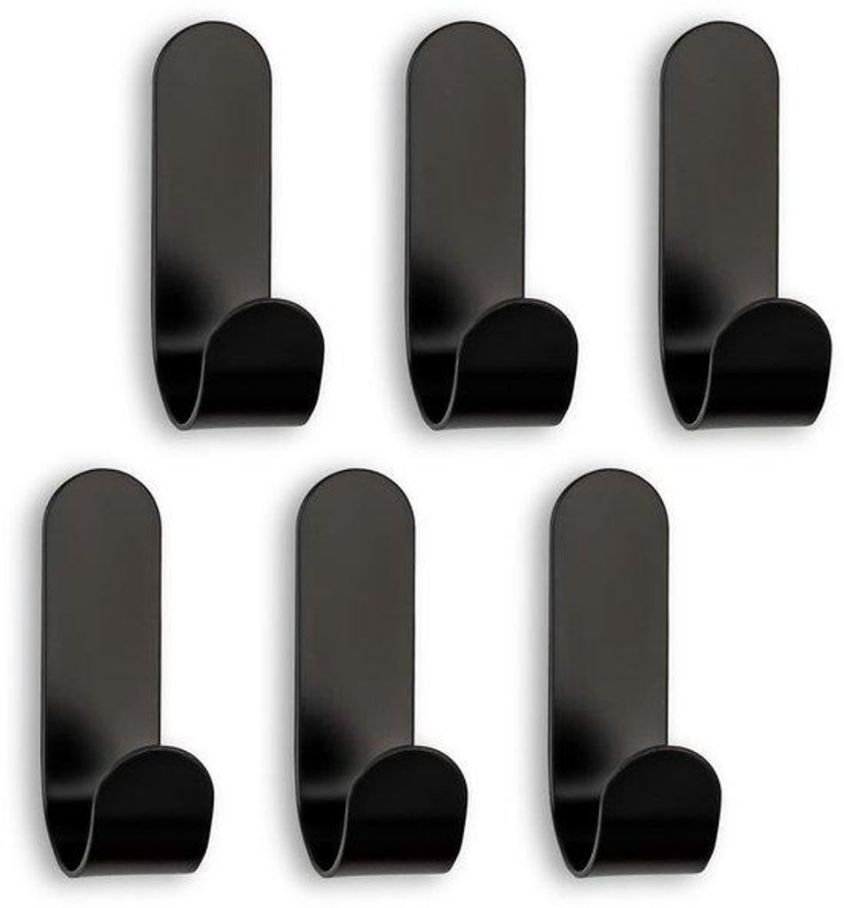 Set aus 6 selbstklebenden Edelstahl-Haken für Bad und Küche
