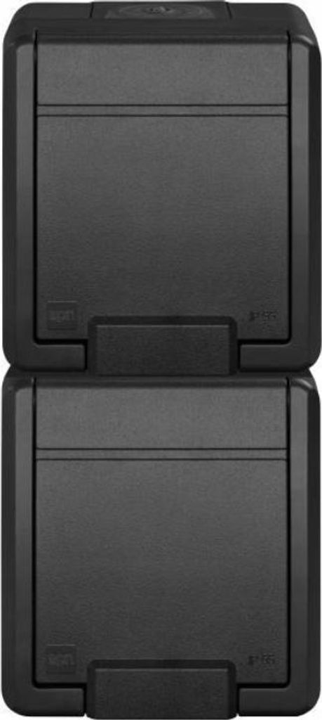 ELEKTRO-PLAST | Doppelsteckdose 2x2p+z - IP55 - Anthrazit - UV-beständig - hermetische Konstruktion