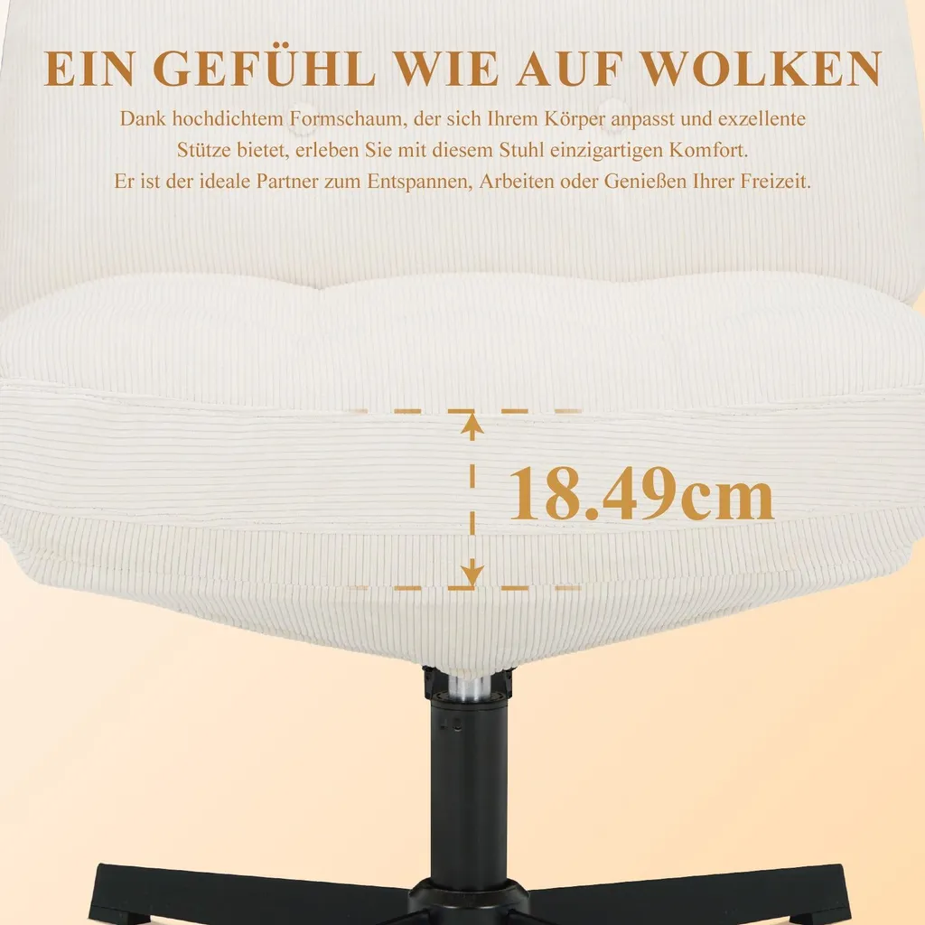 Chaise de bureau assise large mémoire de forme confort optimal blanc - 6