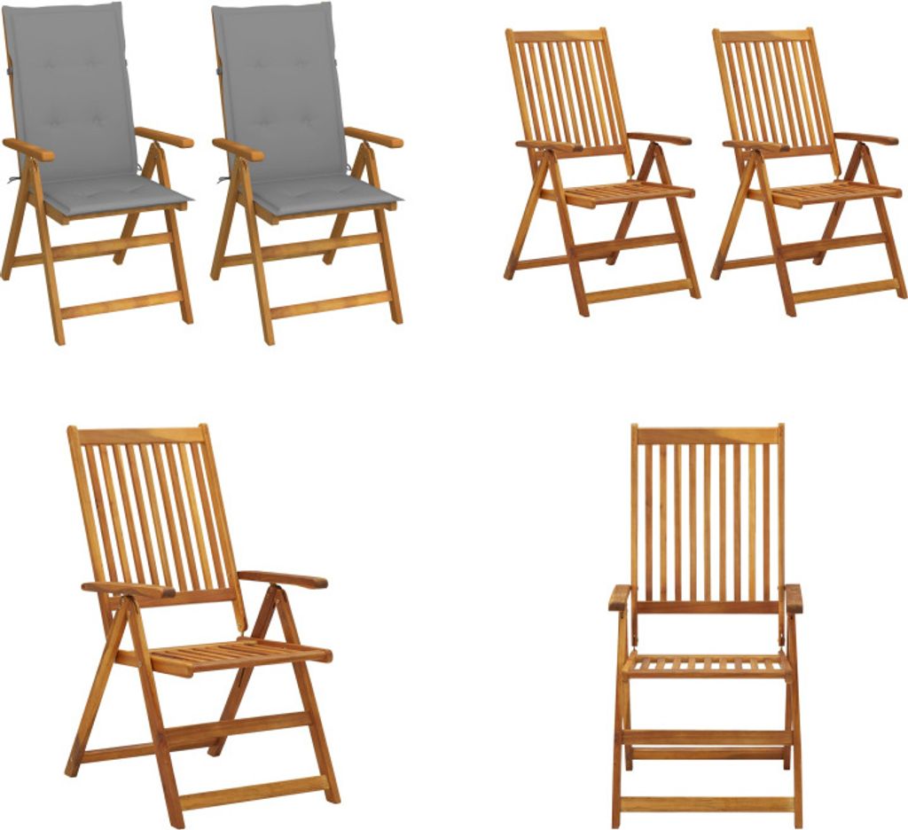 vidaXL Garten Liegestühle 2 Stk. mit Kissen Akazie Massivholz - Gartenstuhl - Gartenstühle - Essstuhl - Essstühle