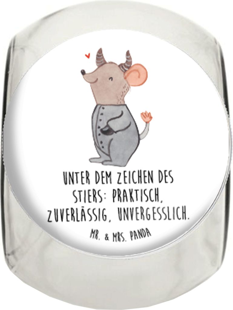 Mr. & Mrs. Panda Frischhaltedose Stier Astrologie L 870ml - Weiß - Geschenk, Geburtstagsgeschenk, Aufbewahrungsdose, Teedose, Sternzeichen, schrau...