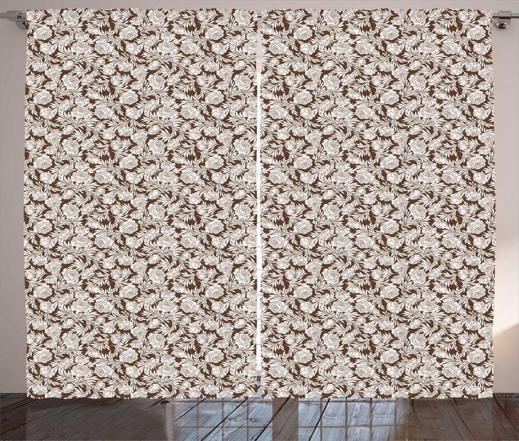 ABAKUHAUS Jahrgang Rustikaler Vorhang, Herbst-Jahreszeit Erdiger Blumen, Wohnzimmer Universalband Gardinen mit Schlaufen und Haken, 280 x 225 cm, S...