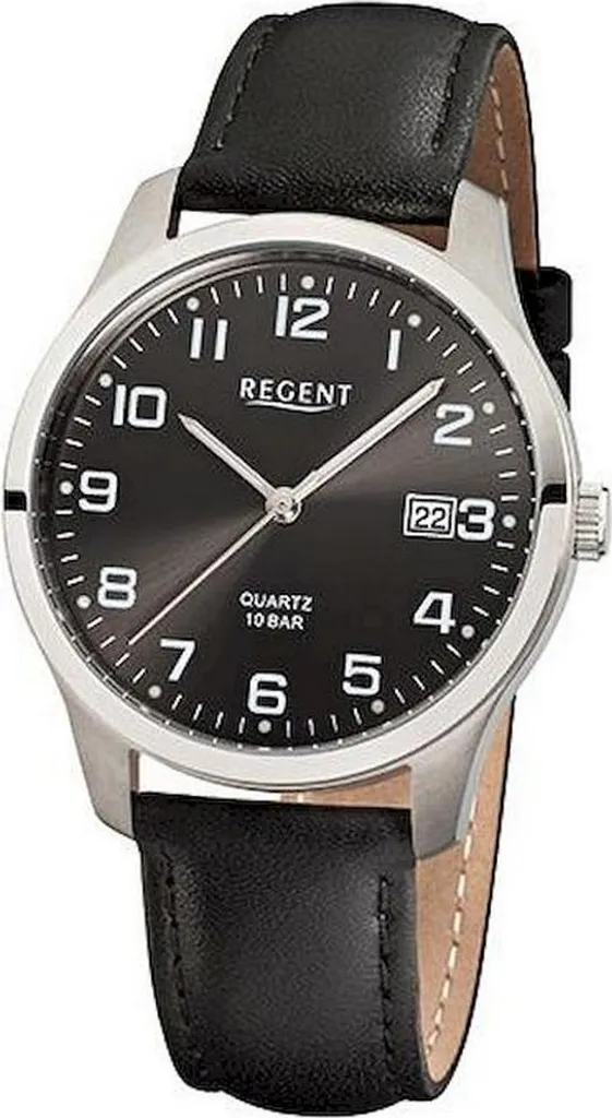 Regent Montre Homme F-932 : Montre Classique avec Bracelet en Cuir Noir