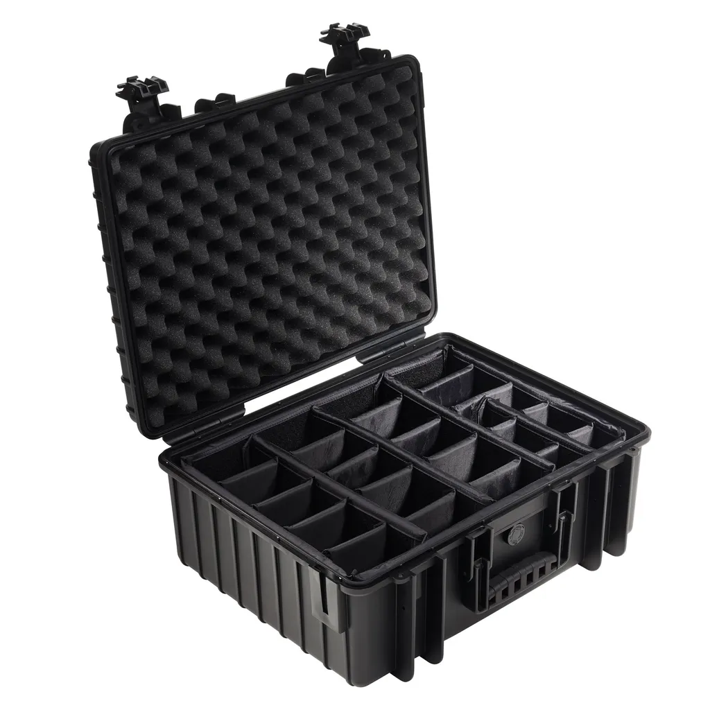 Valise de Protection Étanche B&W Type 6000 avec Séparateurs Noire