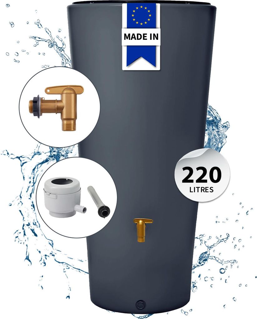 4rain VASO 2in1 réservoir d’eau de pluie 220 litres gris Image du produit 