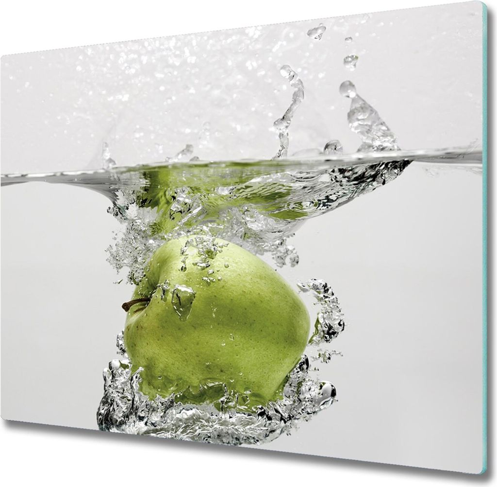 Glas Herdabdeckplatte 60x52 cm Spritzschutz Glasabdeckplatte Schneidebrett Apfel unter Wasser