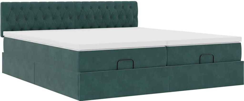 Ottoman-Bett mit Matratzen Dunkelgrün 200x200 cm Samt