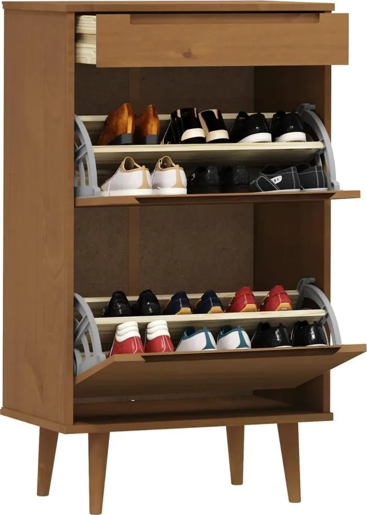Rangement chaussures compact pin massif MOLDE pour entrée - Marron - 3