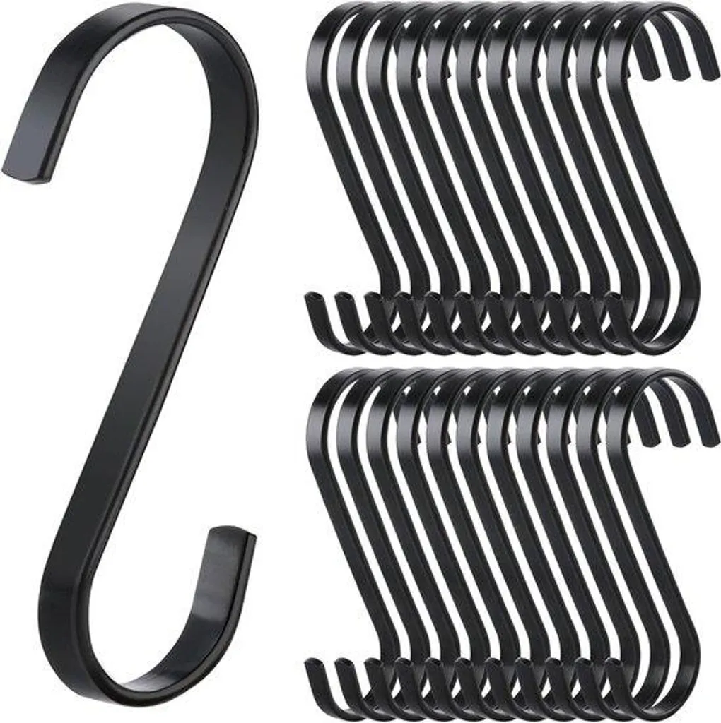 Crochets en S Noirs pour Suspendre Ustensiles de Cuisine et Outils