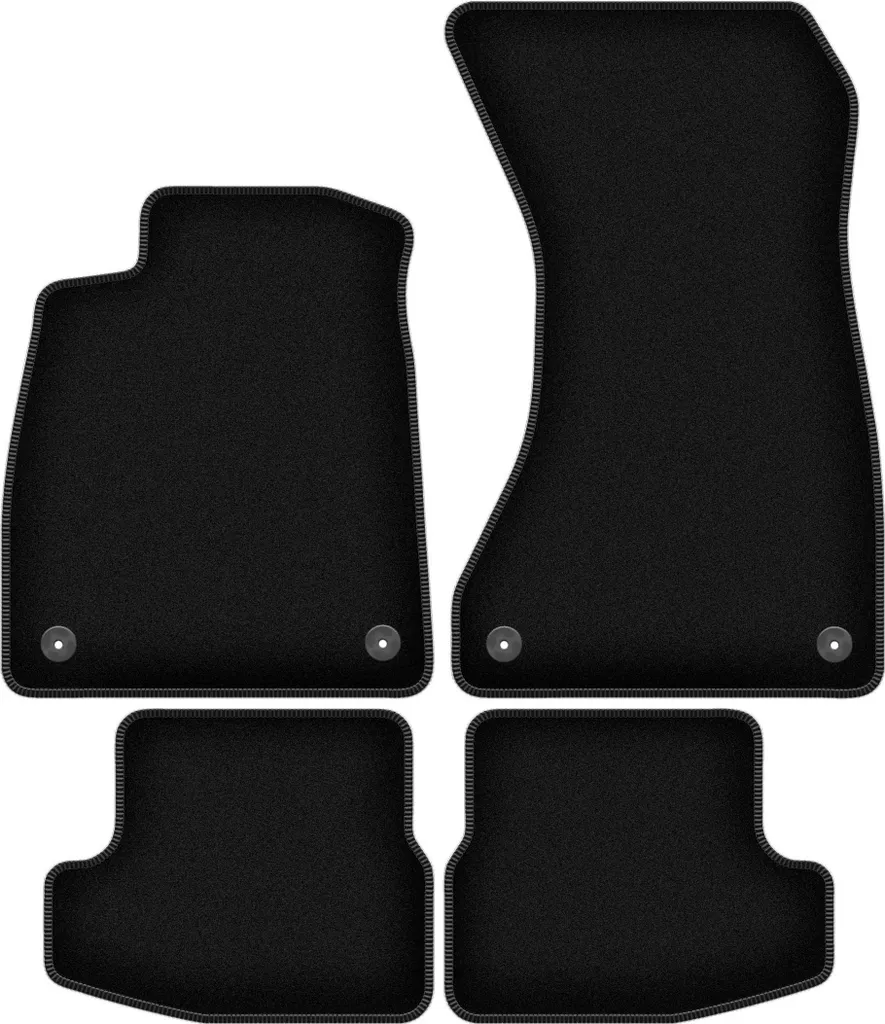 Tappetini in velluto per Audi A5 F57 (2020-2022, cabriolet) neri, set 4 pz, con fissaggi