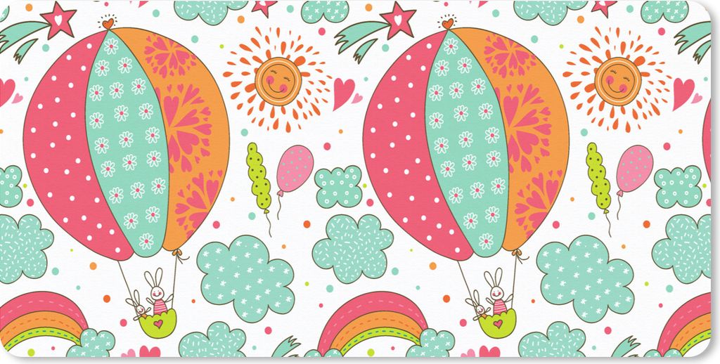 MuchoWow Schreibtischunterlage Kaninchen - Schnittmuster - Baby 80x40 cm - XXL Mauspad - Gaming Mauspad