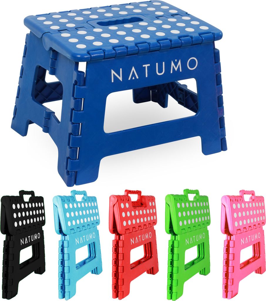 NATUMO Premium Tritthocker Klapphocker 150kg - Faltbar Küchenhocker Klapptritt Bad-Hocker Klappbar - Royal Blau