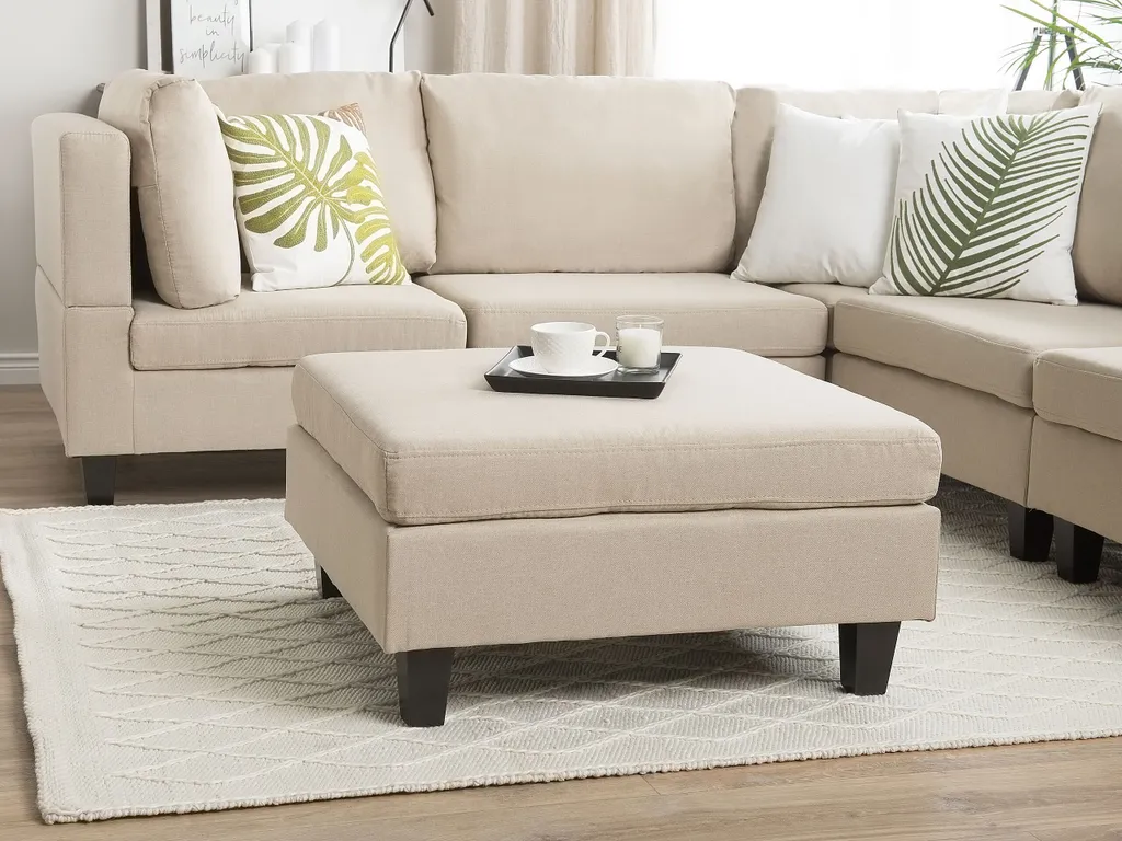 Pouf Ottoman rectangulaire beige Beliani avec structure en bois robuste - 2