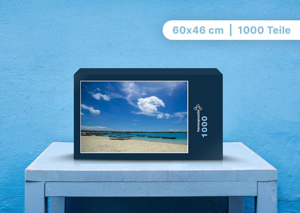 hansepuzzle 98011 - Boote im Meer Puzzle, 1000 Teile, Natur, 60,0 x 46,0cm mit hochwertiger Aufbewahrung, Kartonbox und wiederverschließbarem Beutel