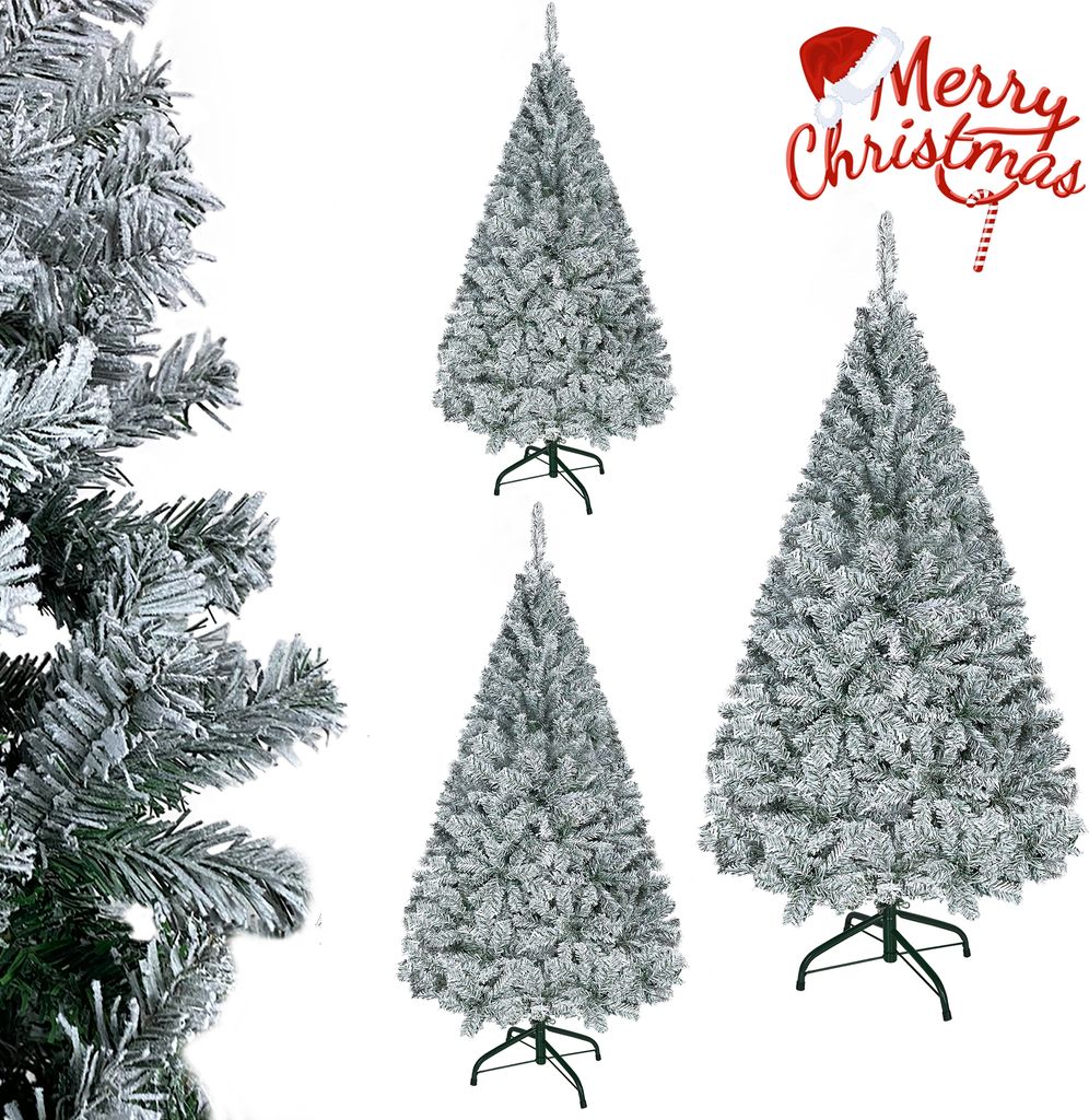 SINCHEREU Sapin De Noël Artificiel 180cm Blanc 1250 Branches - Montage Facile Avec 6 Décorations