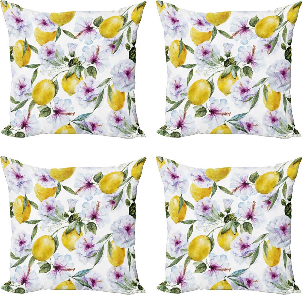 ABAKUHAUS Frühling Kissenbezug Set (4 Stück), Blumen Ernte-Aroma, Moderner Doppelseitiger Digitaldruck, 60 cm x 60 cm, Mehrfarbig