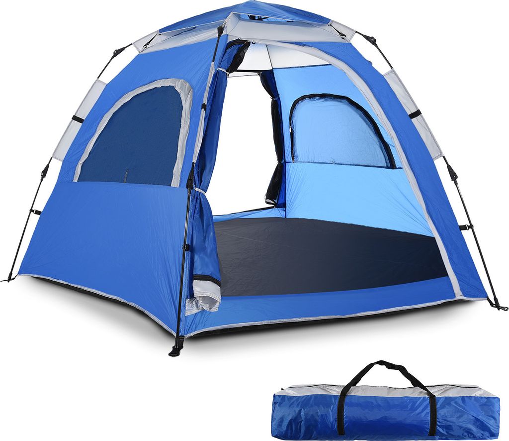 Outdoor-Zelt, Camping-Strandzelt, schnelles und automatisches Öffnen, regen- und sonnensicher, geeignet für 4–5 Personen, 245 x 245 x 145 cm, blau