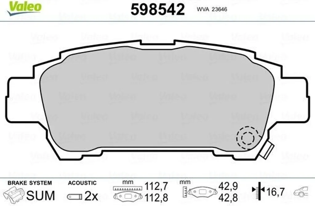 Freinage arrière fiable pour Avensis Verso Valeo 598542 OE 04466 28030