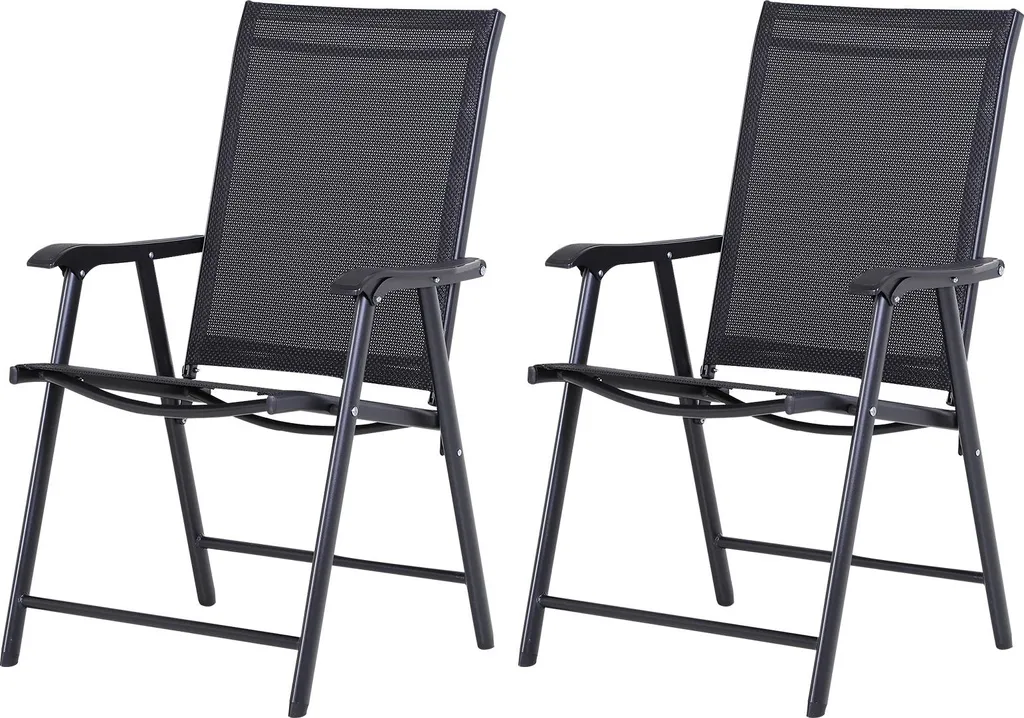 Chaises de camping avec accoudoirs confortables - Structure métal noir x2