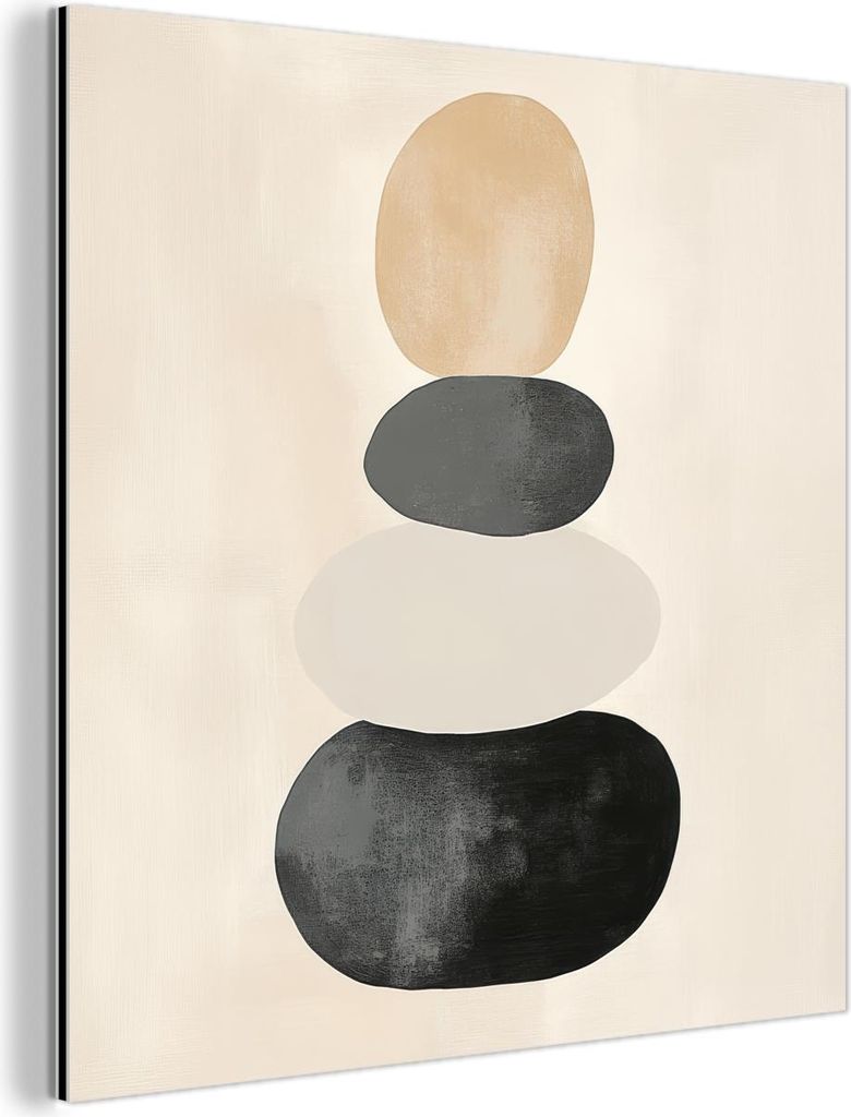 MuchoWow Wanddekoration Metall Metallbild Wandkunst 20x20 cm Japandi - Wabi sabi - Beige MuchoWow Aluminium Gemälde - Alu Dibond Bilder