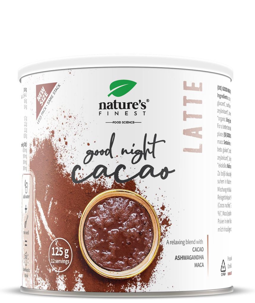 Good Night Cacao, latte, organica, ashwagandha, maca, salutare, #WeAreNature