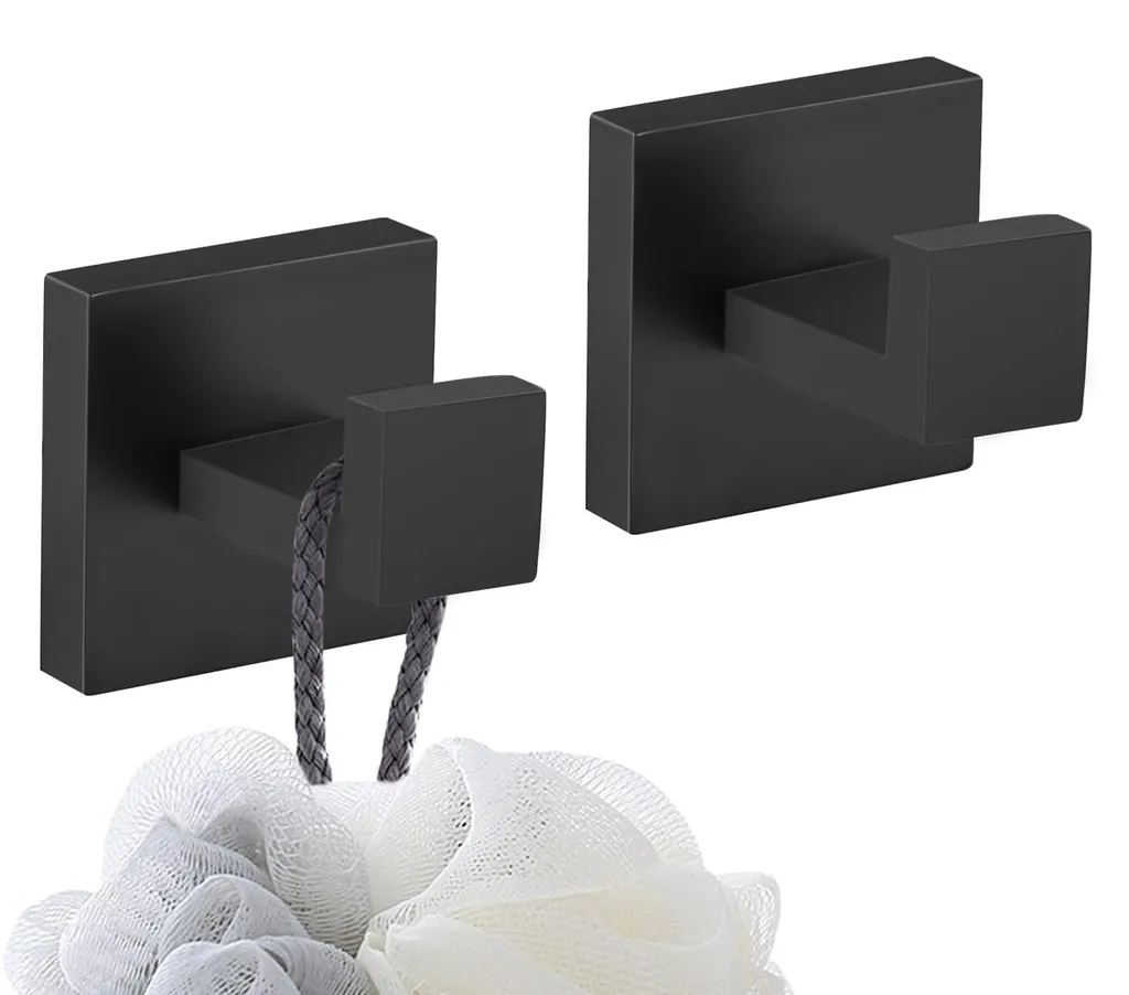 Crochets Salle de Bain en Acier Inoxydable Noir Mat Fixation Murale