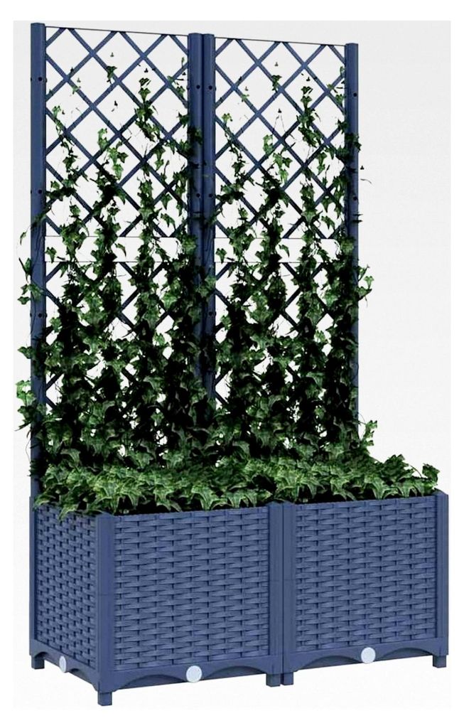 Gartenkübel mit Rankgitter - Blaugrau - PP - 80x40x136cm