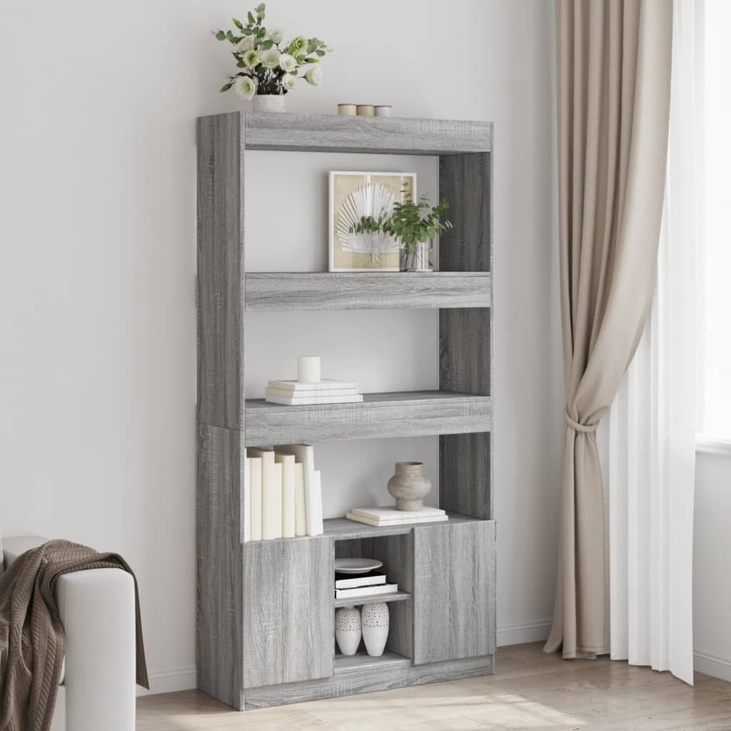 "2026 Promotion" Highboard - Büroregal - Grau Sonoma 92x33x180 cm Holzwerkstoff - Wohnzimmerschrank CC16771