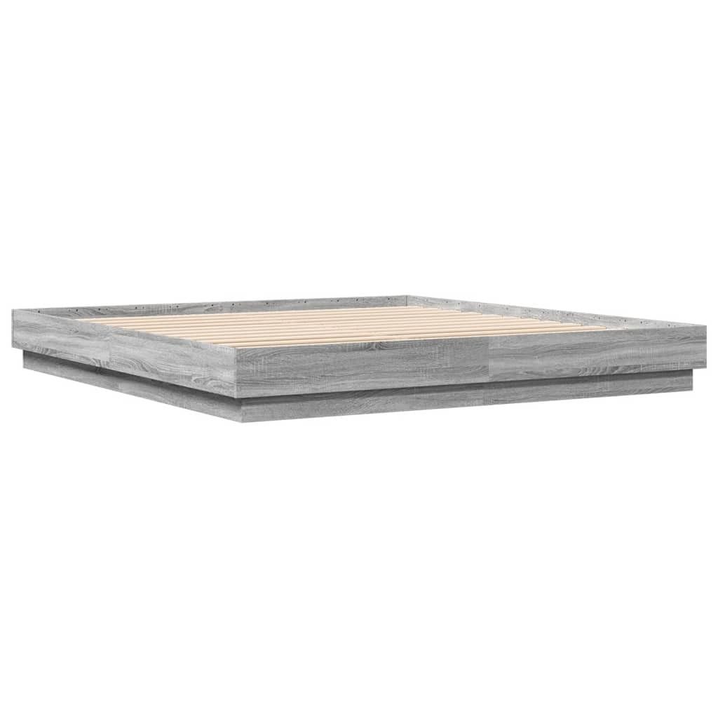 "SALE 2026"Bettgestell/Doppelbett ️Hochwertiges - Polsterbett Erwachsene/r /Kind - Grau Sonoma 200x200cm Holzwerkstoff - Klassische Betten DEMöb...