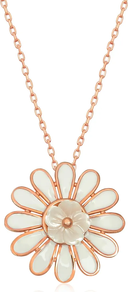 Collier en argent pour femme pendentif marguerite en émail blanc