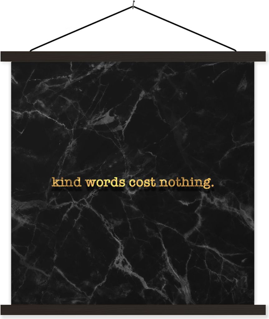 MuchoWow Textilposter Zitate - Sprichwörter - Gold - Marmor 90x90 cm mit schwarzem Rahmen - Magnetisches