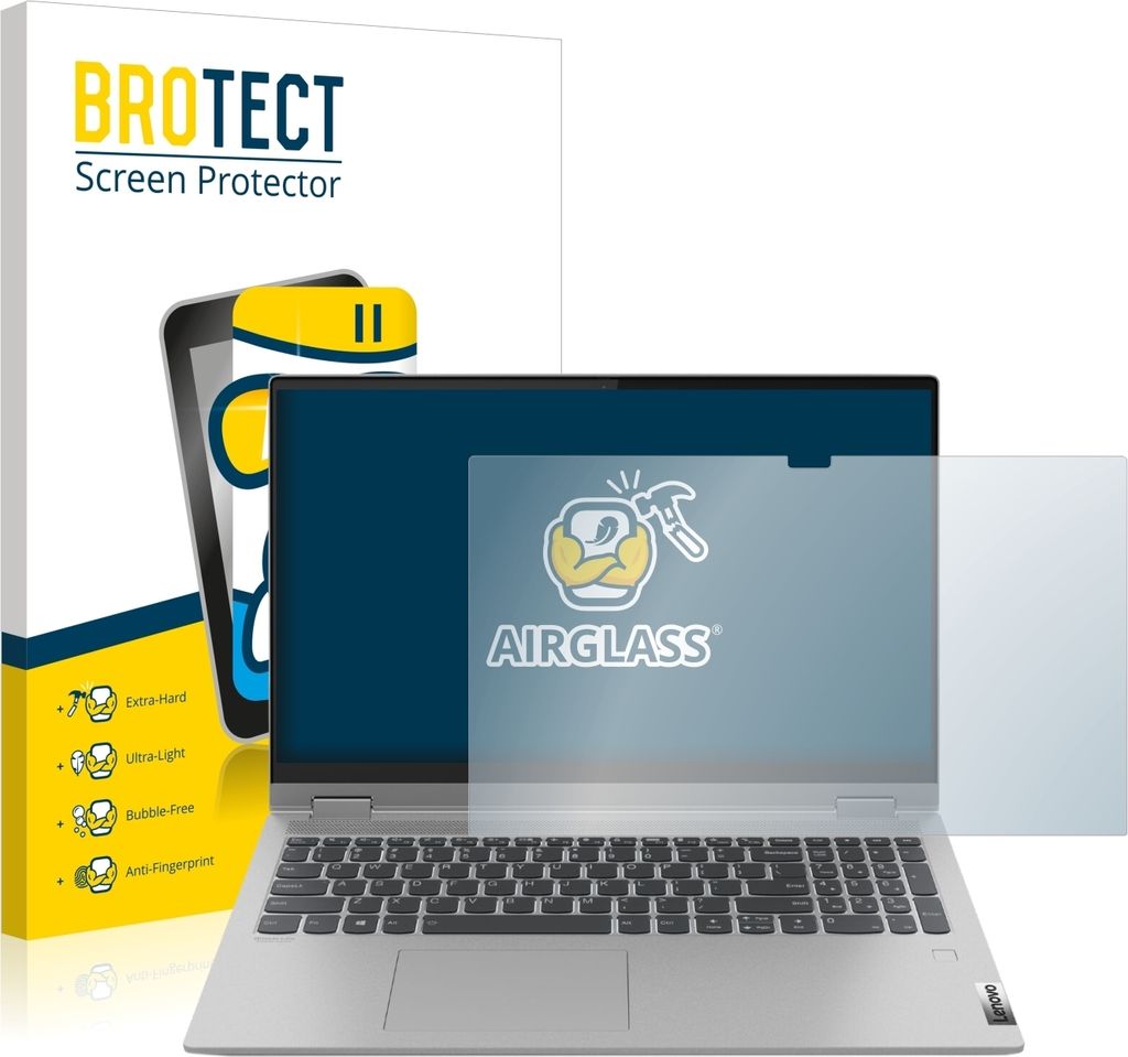 BROTECT Schutzglas für Lenovo IdeaPad Flex 5 15" Schutzfolie Panzer Folie Glas Display Schutz klar