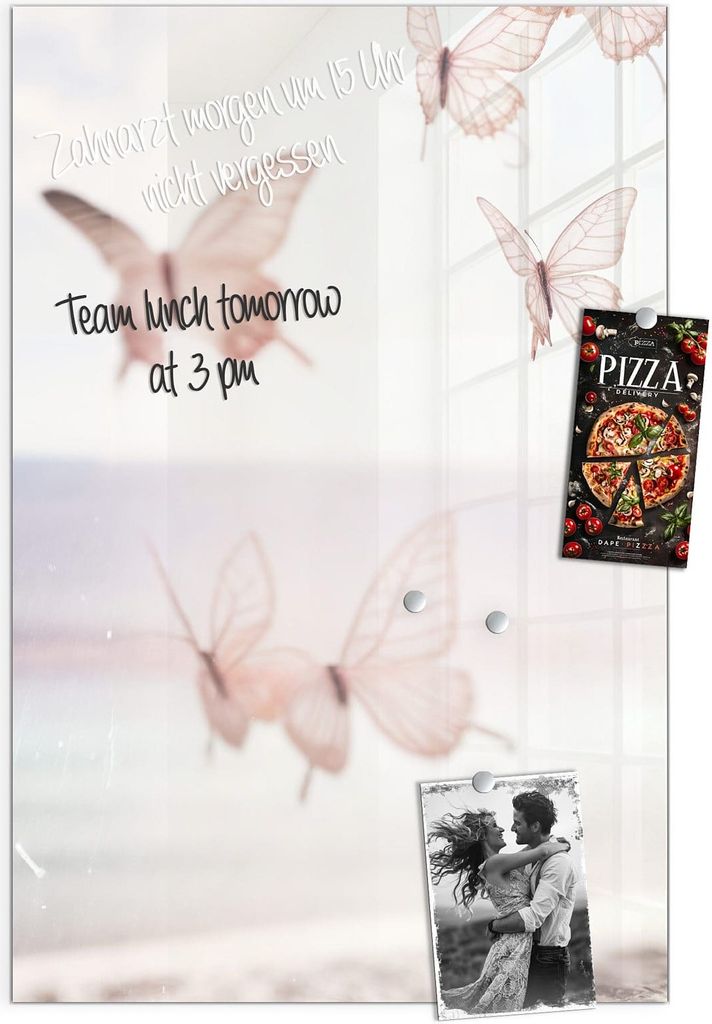 Magnettafel 60x90cm Pinnwand Whiteboard beschreibbar - Schmetterlinge Vorhangsins