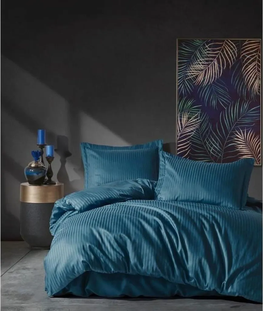 L'Essentiel Linge de Maison, Stripe - Blue, set di biancheria da letto, blu, 100 % cotone sateen, 240 x 220 cm