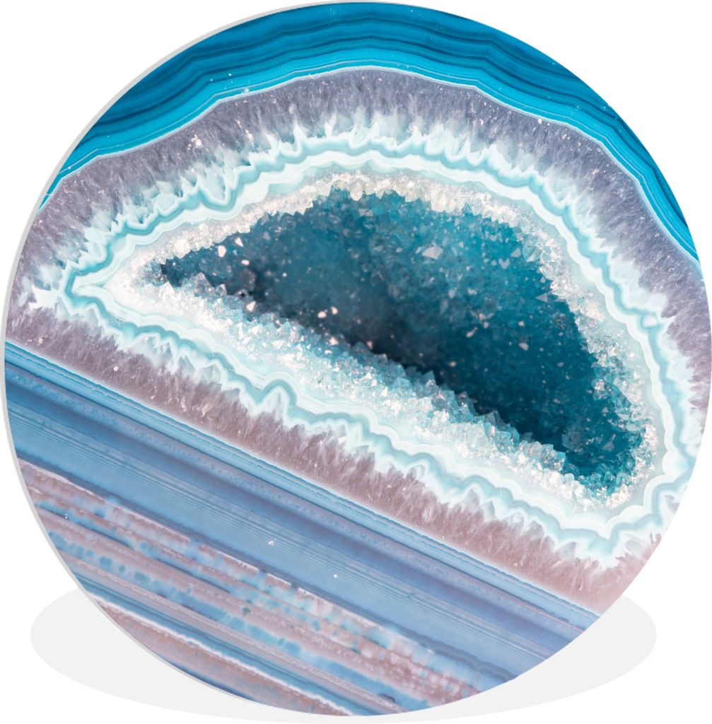 MuchoWow Rundes Wandbild - Runde Bilder Nahaufnahme eines blauen und beigen Achats Ø 90 cm Kreis Wanddekoration Kunststoff - Wandkreis - Wandsch...