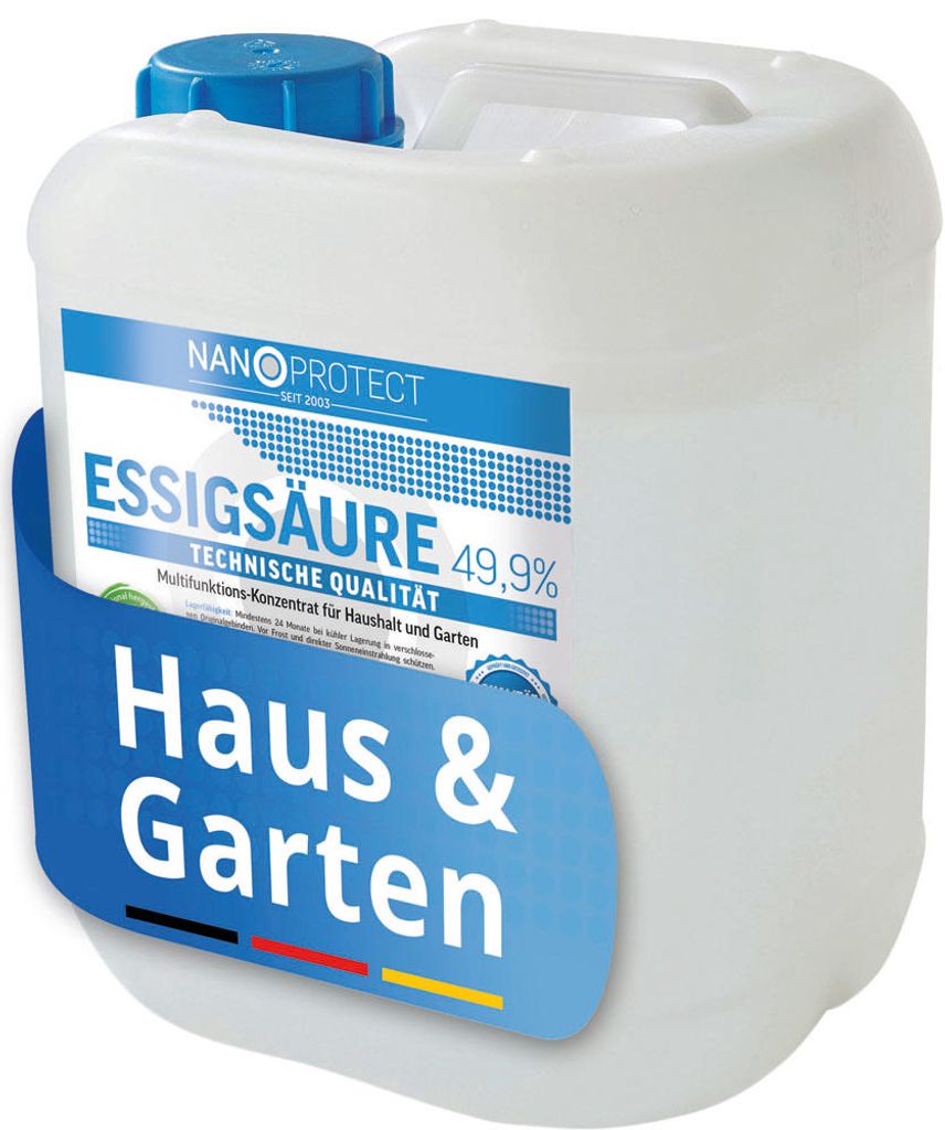 Nanoprotect Essigsäure Klimaneutral - 5 kg | 49,9% | Nachhaltig und CO2 neutral | Ideal als Reiniger und Entkalker | Für Haus und Garten