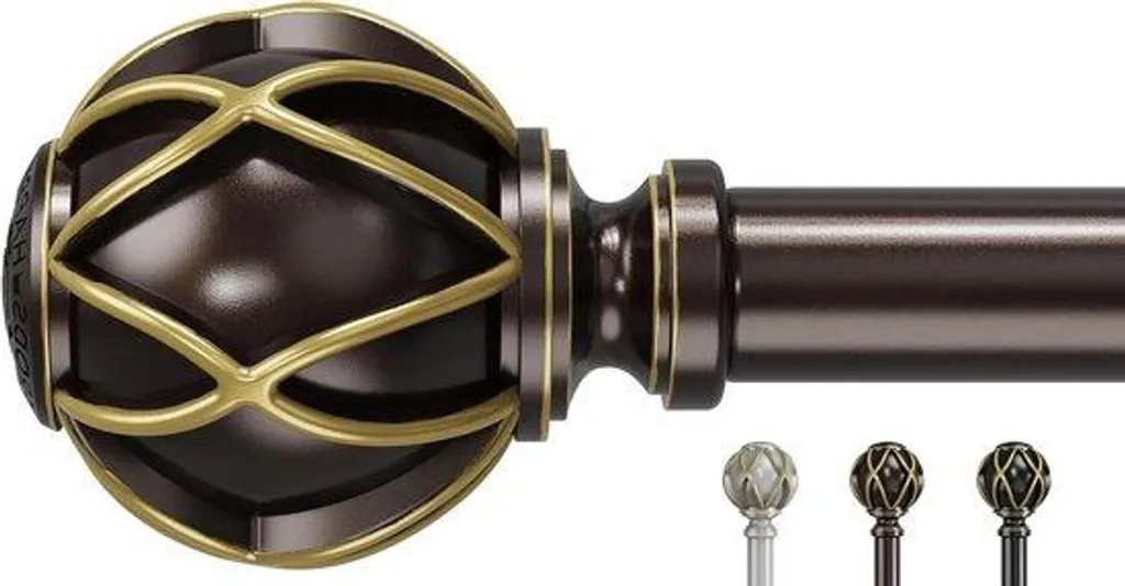 Tringle rideaux robuste bronze 230 cm avec fixation murale renforcée