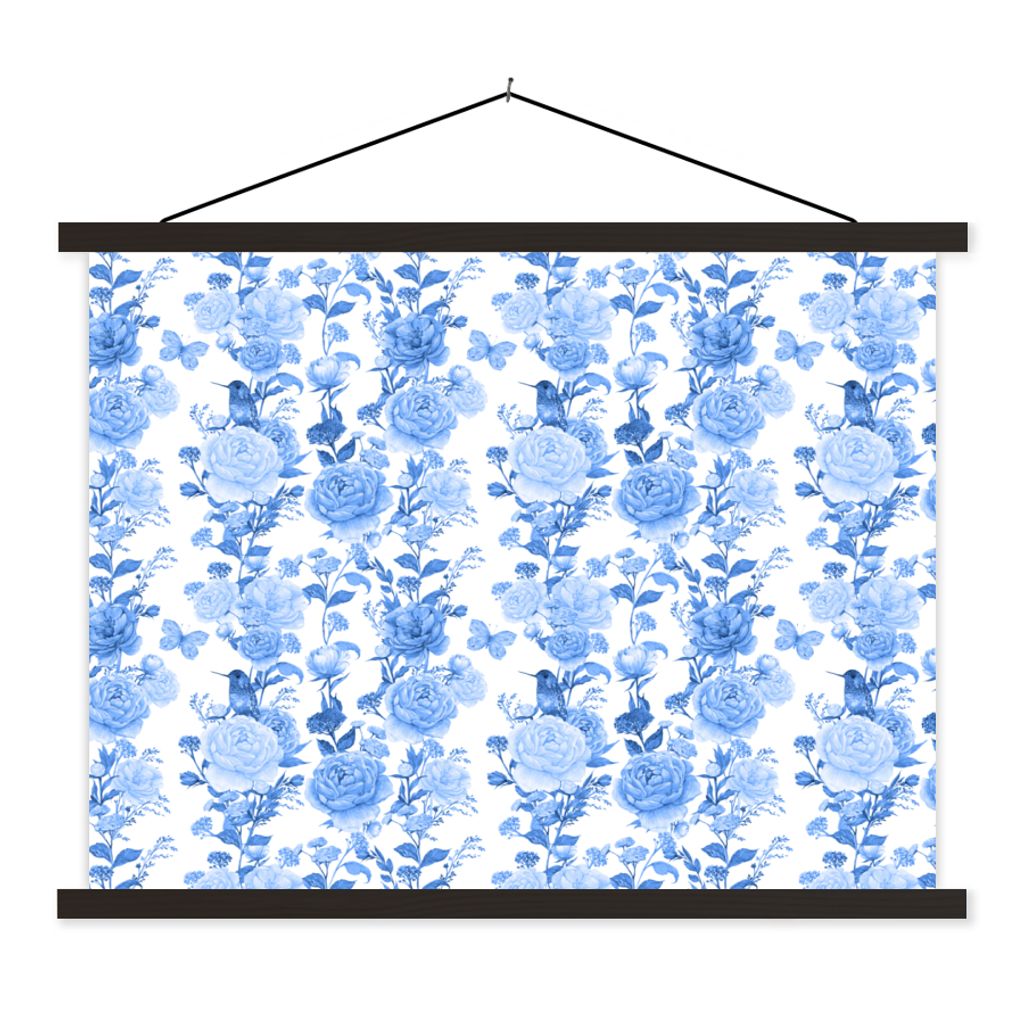 MuchoWow Textilposter Blumen - Rosen - Blau 40x30 cm mit schwarzem Rahmen - Dekorationen