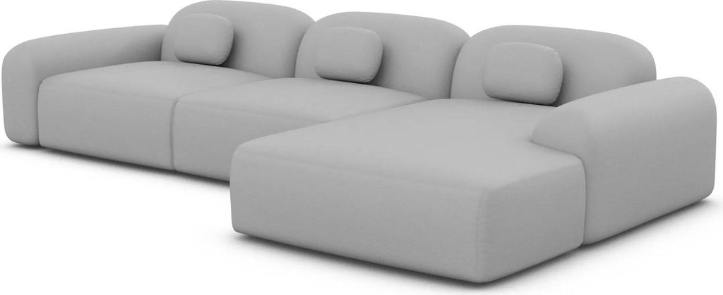 Echtleder L-Form Sofa Nuvia Hellgrau Rechts
